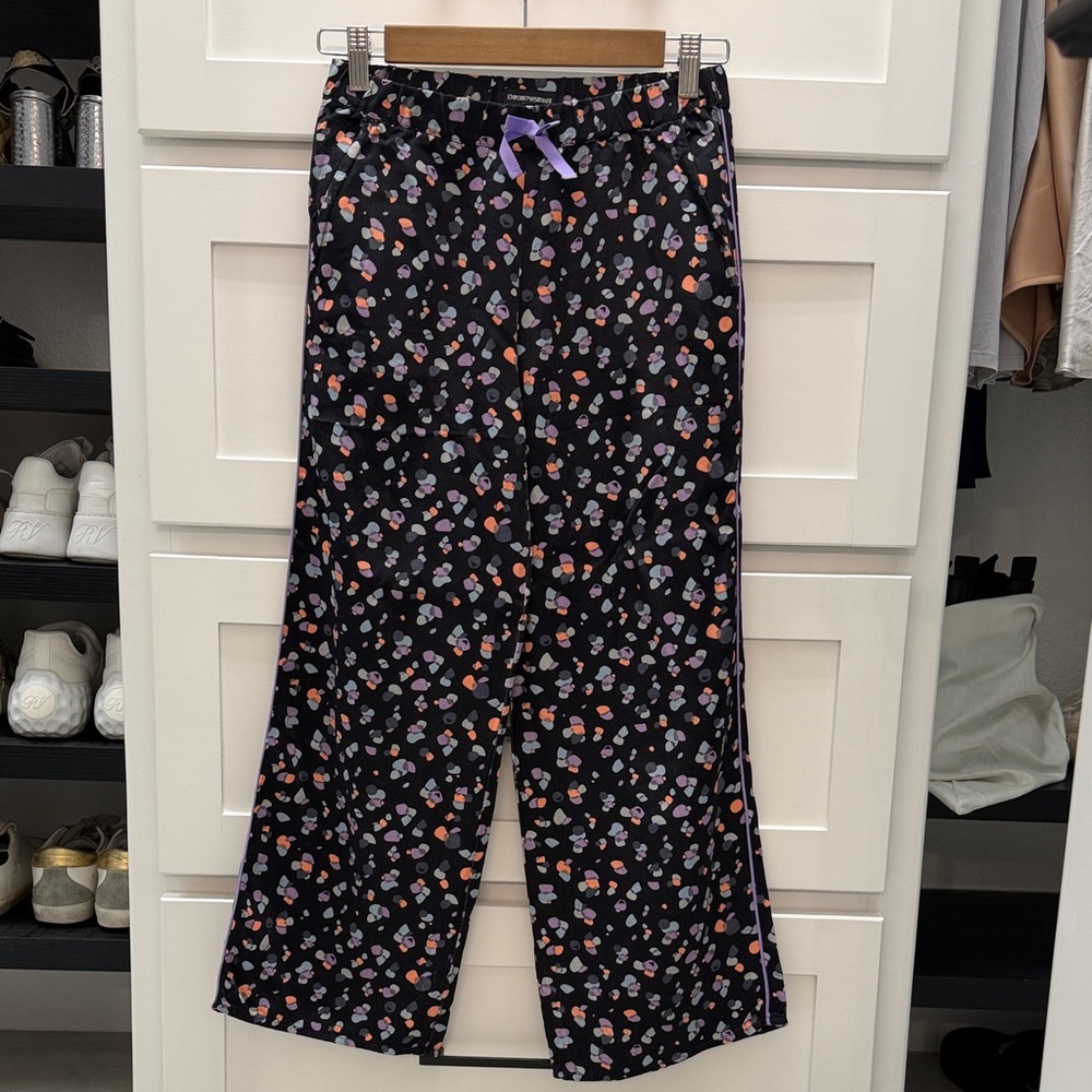 Emporio Armani Girls Black  Pants with Colorful Print